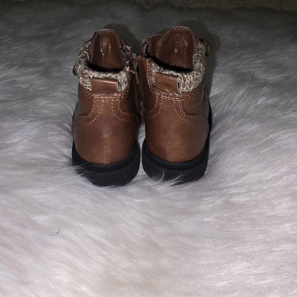 Wonder Nation Toddler Boots Size 4 Brown Ankle Zip Lace Up 1GWN40FF008